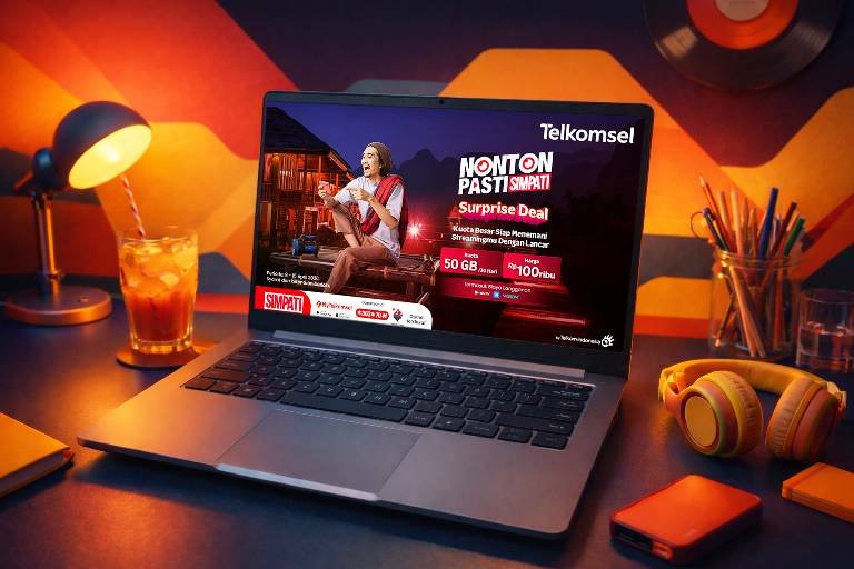 Telkomsel SIMPATI customers can benefit from a large data package and a smooth internet connection thanks to the SIMPATI Nonton Pasti SIMPATI Surprise Offer.