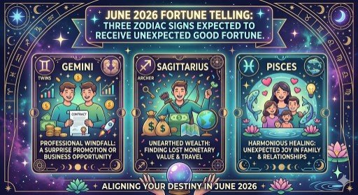June 2026 Fortune Telling : Three zodiac signs are expected to receive unexpected good fortune