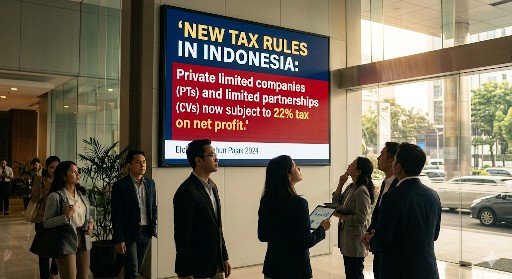 New tax rules in Indonesia: Private limited companies (VVs) and limited partnerships (CVs) now subject to 22% tax on net profit