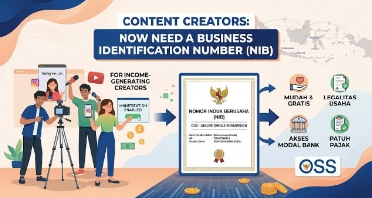 Income-generating content creators must now have a Business Identification Number (NIB)