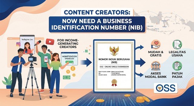 Income-generating content creators must now have a Business Identification Number (NIB)