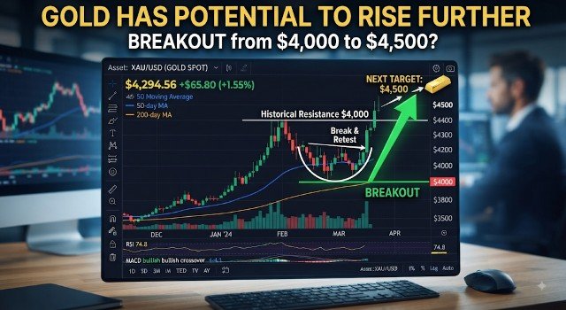 Gold has potential to rise further Breakout from $4,000 to $4,500